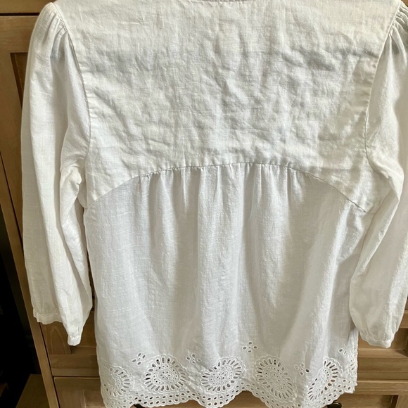 J. Crew White Blouse with Eyelet Hem - Picture 4 of 7